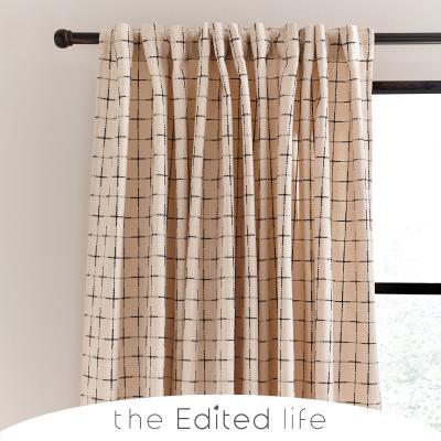 Dunelm Nomadic Check Unlined Ecru Hidden Tab Top Curtains Cream/Black