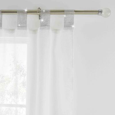 Dunelm Catherine Lansfield Diamante Sparkle Tab Top Voile Curtain Panel White