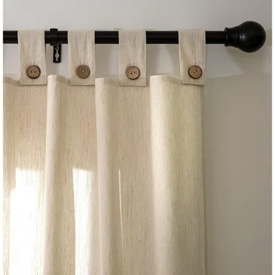 Habitat Habitat Button Voile Unlined Tab Top Curtain - Natural