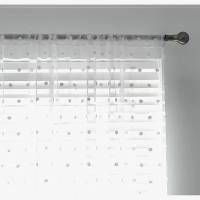 Habitat Habitat Pom Pom  Sheer Voile Curtain Panel - White