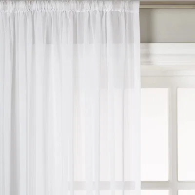 John Lewis John Lewis & Partners Plain Cotton Slot Top Voile Panel,White