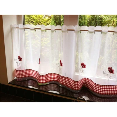 The Range Poppy Kitchen Voile Panel - Red