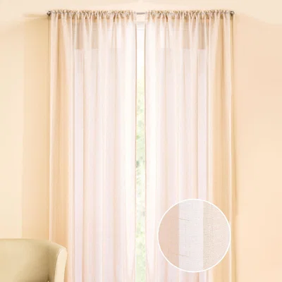 The Range Contemporary Metallic Linen-Look Voile Panel with Shimmering Yarn - Cream / 137cm