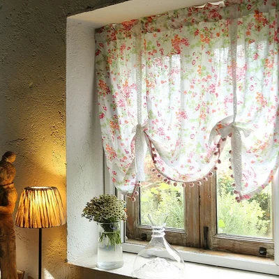 The Range Floral Roman Curtain Voile Curtain - Blue / 90cm