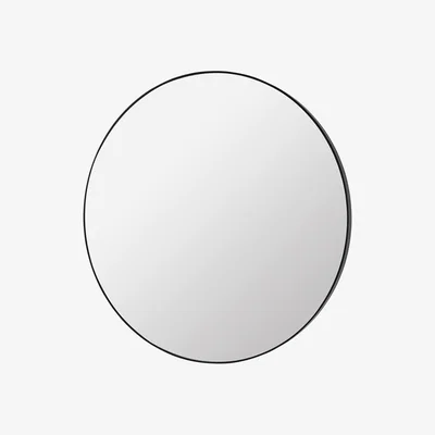 Amara Complete Round Mirror - Black Wood Frame - 80cm