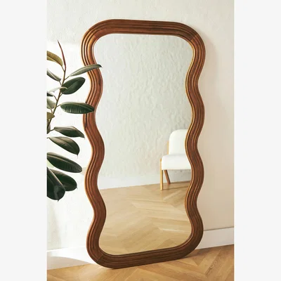 Anthropologie Frances Mango Wood Wiggle Frame Mirror