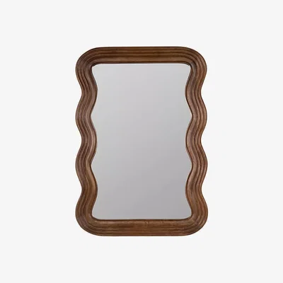 Anthropologie Frances Mango Wood Wiggle Frame Wall Mirror