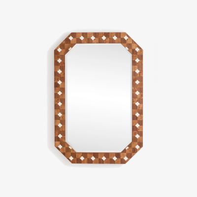 Anthropologie Leigh Burl Wood Inlay Wall Mirror