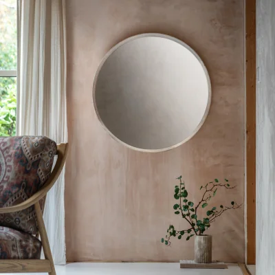 Arighi Bianchi Delhi Round Wall Mirror, Limed Oak