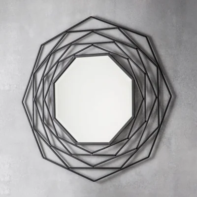 Arighi Bianchi Valencia Octagonal Geometric Mirror, Gold