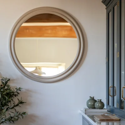 Arighi Bianchi Melbourne Large Round Wall Mirror, Beige