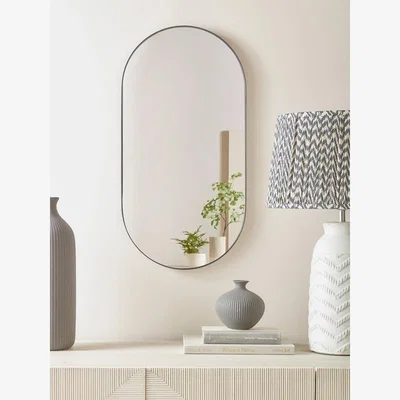 Cox and Cox Lozenge Shaped Wall Mirror - Black