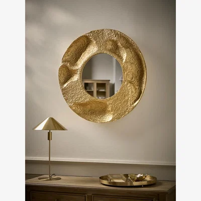 Cox and Cox Round Textured Brass Mirror