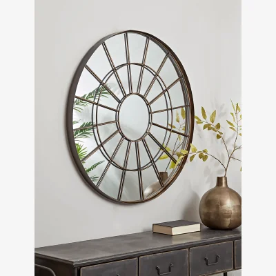 Cox and Cox Bronze Round Window Mirror