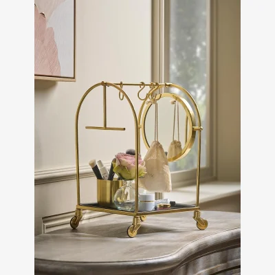 Cox and Cox Gold Vanity Organiser With Mirror