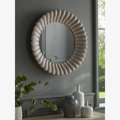 Cox and Cox Grey Scalloped Mirror