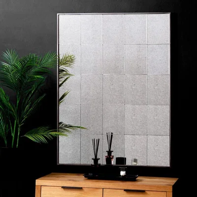 Chiltern Oak Furniture Varna Small Smoked Glass Rectangular Window Mirror 90 x 120cm