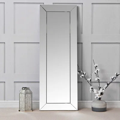 Chiltern Oak Furniture Sofia Large Silver Bevelled Hallway Mirror 50 x 140cm
