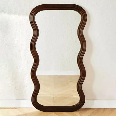 Cult Furniture £20  Off  Ridley Wavy Full Length Mirror, Walnut