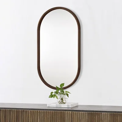 Cult Furniture £20  Off  Wrenley Oval Wall Mirror, Walnut
