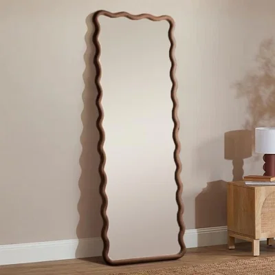 Cult Furniture £60  Off  Osaka Wavy Full Length Mirror, Walnut