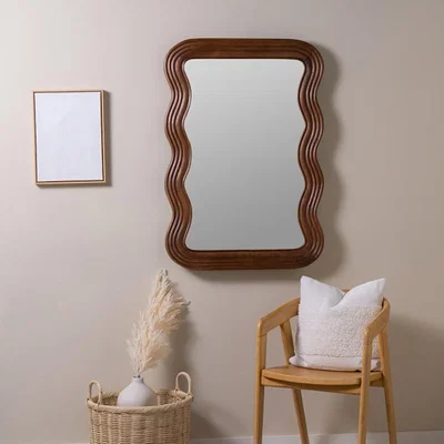 Cult Furniture £30  Off  Ridley Wavy Wall Mirror, Walnut