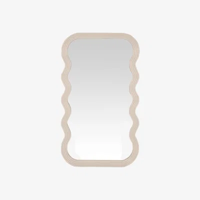 Cult Furniture Saylor Wavy Full Length Mirror, Taupe Mango Wood