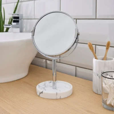 Dunelm Marble Effect Ribbed Resin Pedestal Mirror
