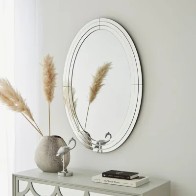 Dunelm Triple Edge Oval Mirror, 60x90cm Silver