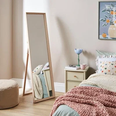 Dunelm Wood Veneer Rectangle Freestanding Full Length Cheval Mirror