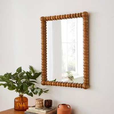 Dunelm Turned Mango Wood Rectangle Wall Mirror
