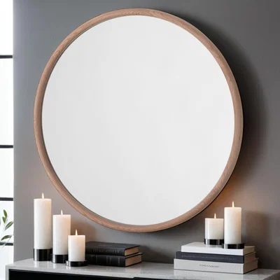 Dunelm Yearn Round Solid Oak Wall Mirror Natural