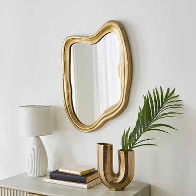 Dunelm Cast Aluminium Antique Gold Organic Shaped Wall Mirror