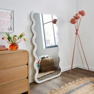 Dunelm Ribbed Wavy Full Length Leaner Mirror White