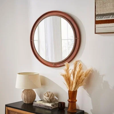 Dunelm Mango Wood & Metal Round Wall Mirror