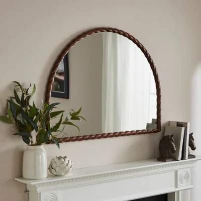Dunelm Lucia Twisted Wood Arched Overmantel Wall Mirror