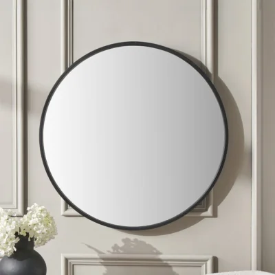 Dunelm Wood Round Mirror Black