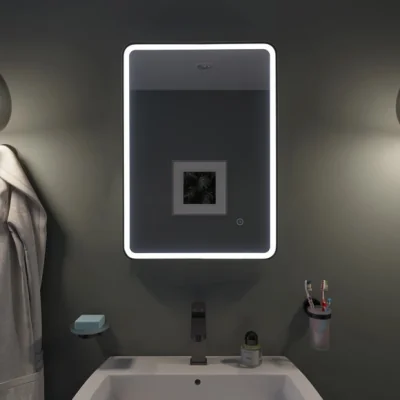 Dunelm Henderson Framed Rectangle LED Mirror, Black 50x70cm Black