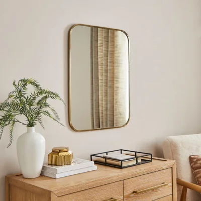 Dunelm Bellamy Cast Metal Curved Corner Rectangle Wall Mirror