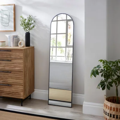 Dunelm Arched Metal Full Length Leaner Mirror Pewter