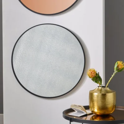 Dunelm Wood Veneer Round Mirror, Matt Black 74cm Black