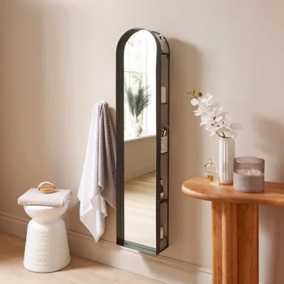 Dunelm New York Arched Full Length Wall Mirror with Shelves