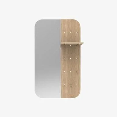 Dunelm Wooden Rectangle Wall Mirror with Shelves Natural