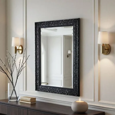 Dunelm Yearn Carved Antique Bevelled Rectangle Wall Mirror