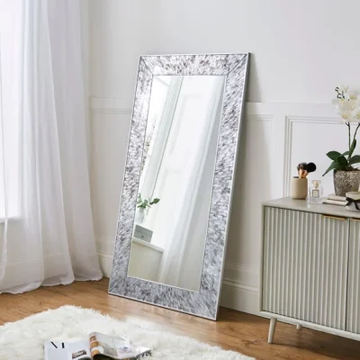 Dunelm Luxe Tiled Full Length Leaner Mirror Silver