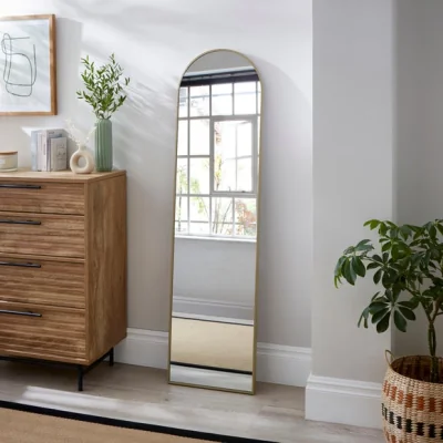 Dunelm Arched Metal Full Length Leaner Mirror Champagne