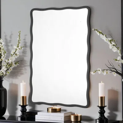 Dunelm Yearn Wavy Rectangle Wall Mirror Black