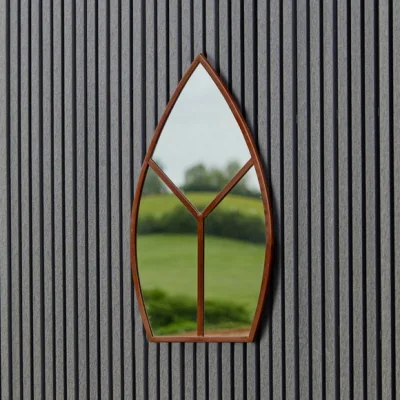 Dunelm Archway Outdoor Leaf-Shaped Mirror, 90cm x 50cm Rust