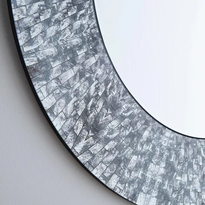 Dunelm Luxe Tiled Round Wall Mirror Silver