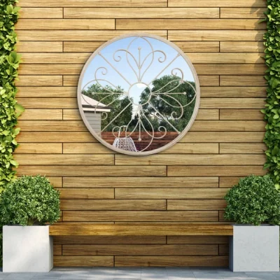 Dunelm Summer Orchid Circular Garden Mirror 90 x 90cm Stone